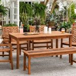 Dining patio outdoor table wood sets set furniture chairs wooden buy bench seating affordable six now livens chevron target traditional