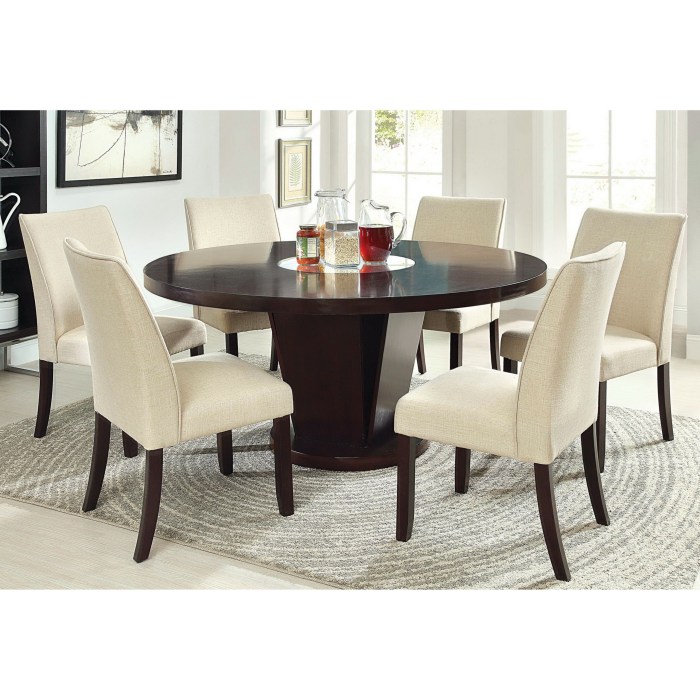 Round table 60 dining cherry brown set bellagio chairs seating